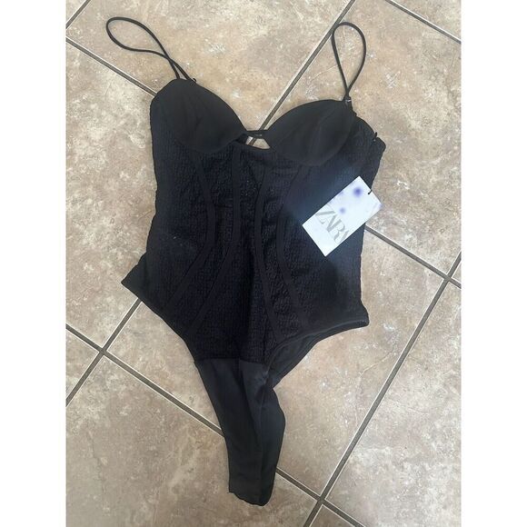 Zara Tops - NWT Zara S Stretch Black Cut Out Bodysuit